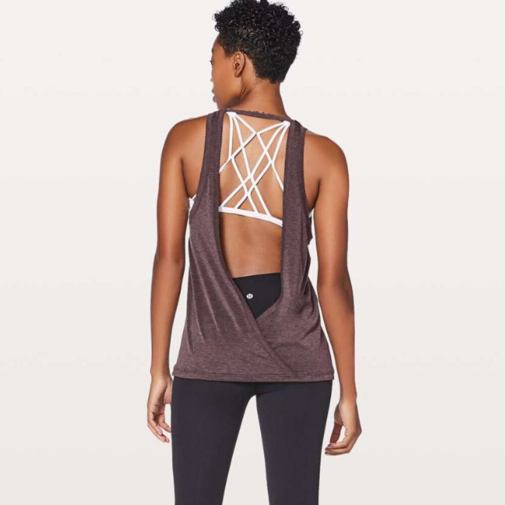 Lululemon Tied To It Tank Heathered Black Cherry 8